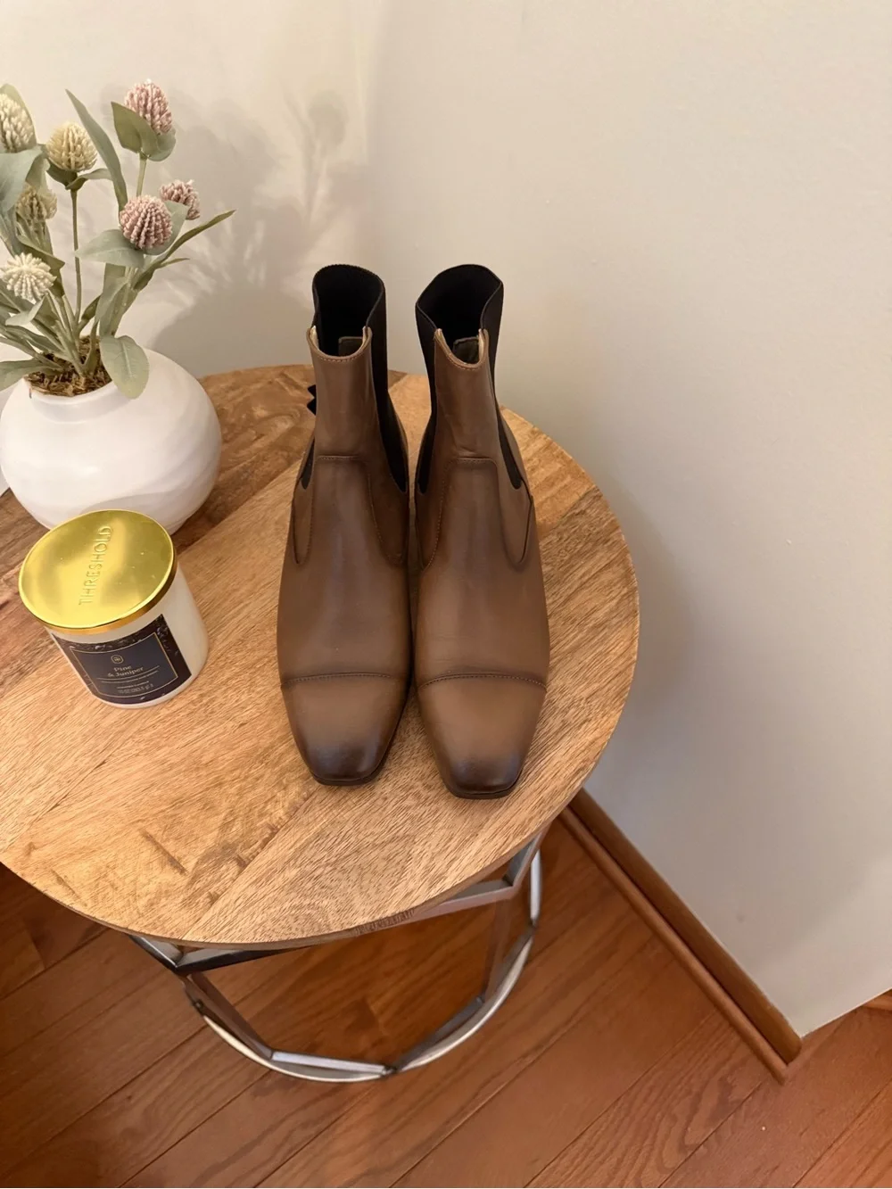 Massimo Dutti Brown Leather Chelsea Ankle Boots